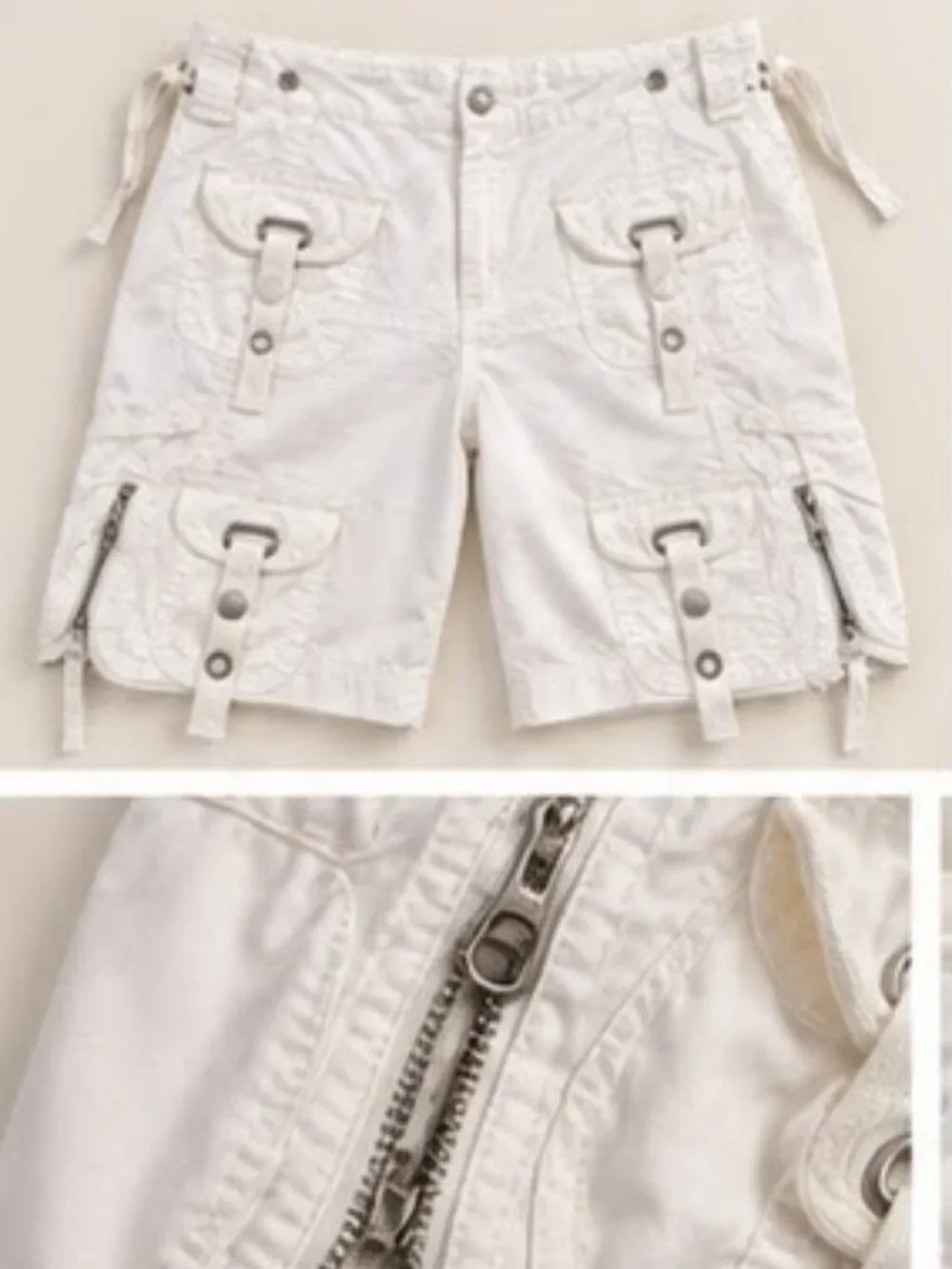 Anthropologie MÜRMÜR White Cargo Bermuda Shorts Size M Utility Y2K